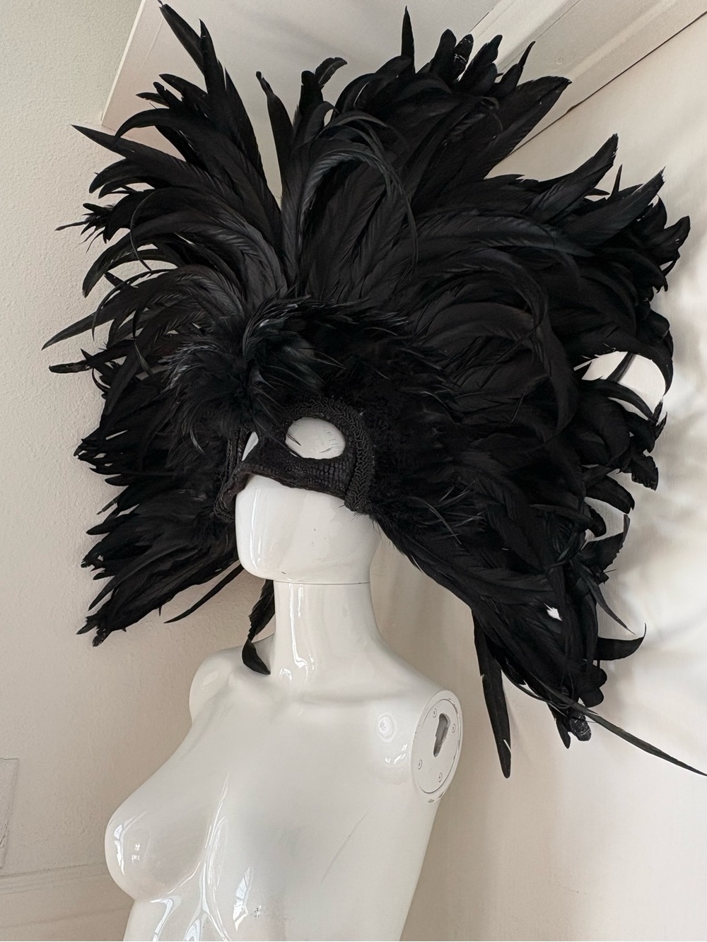 Vintage Venetian Feathered Mask Headdress Masquerade Carnival Eyes Wide Shut